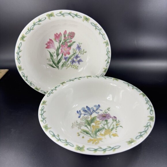 Thomson Pottery Floral Garden Set 2 Different Deep Dish Bowl Ceramic Set Bowls - Picture 15 of 16